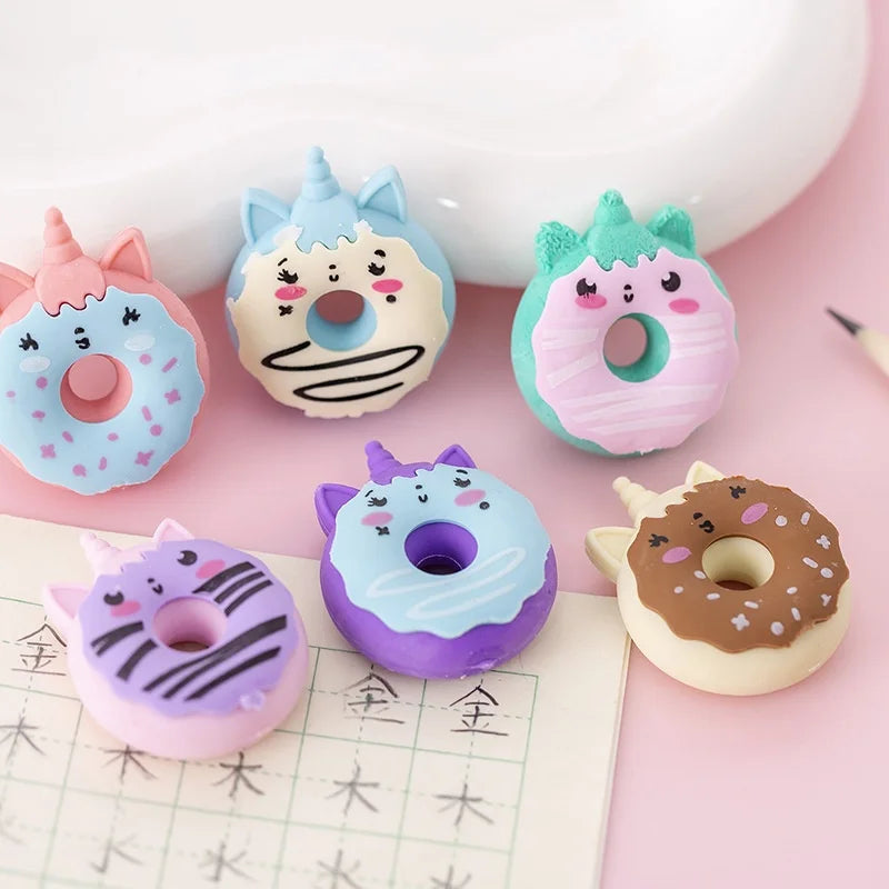 CUTE UNICORN DONUT ERASERS 3pcs