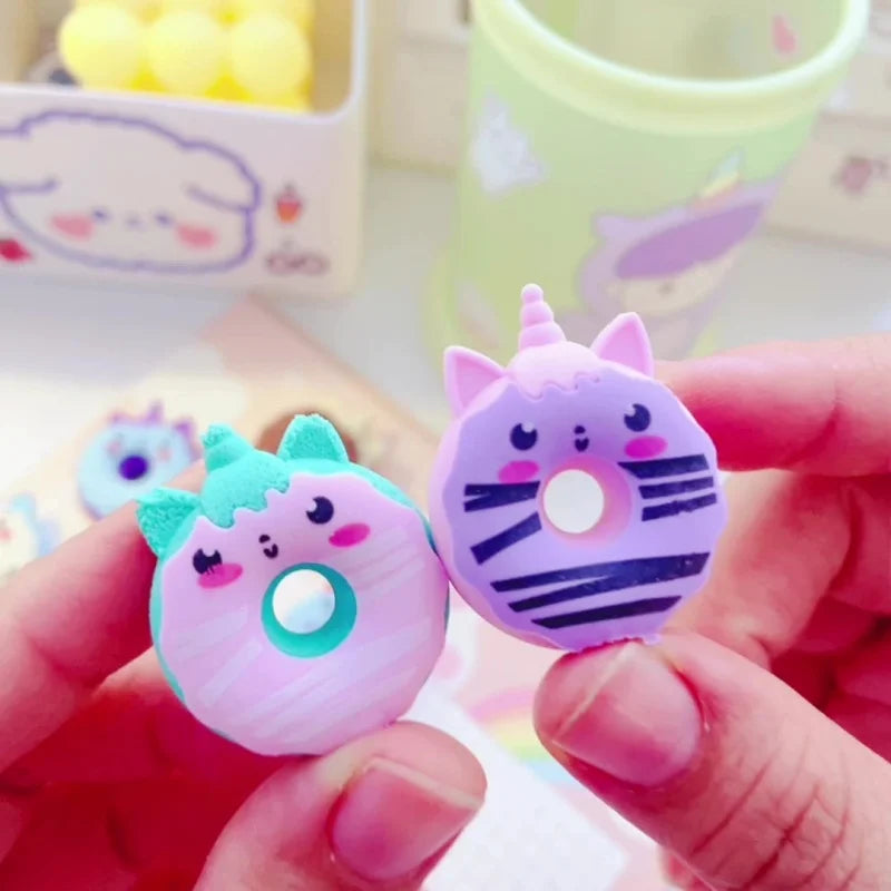 CUTE UNICORN DONUT ERASERS 3pcs