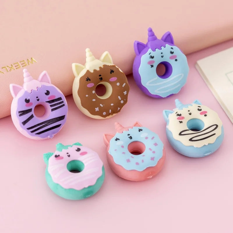 CUTE UNICORN DONUT ERASERS 3pcs