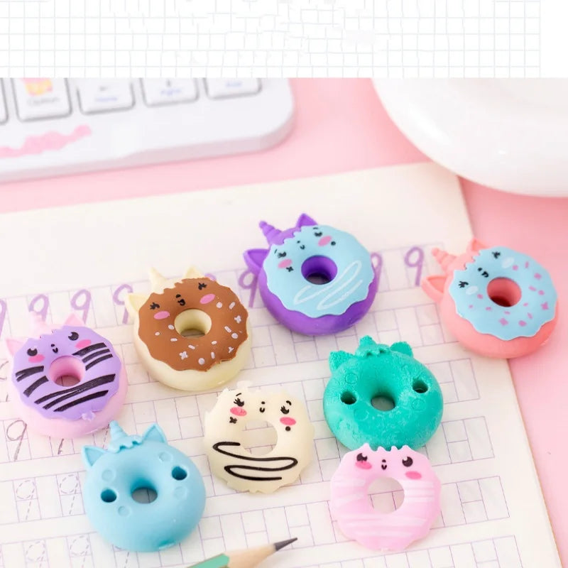 CUTE UNICORN DONUT ERASERS 3pcs