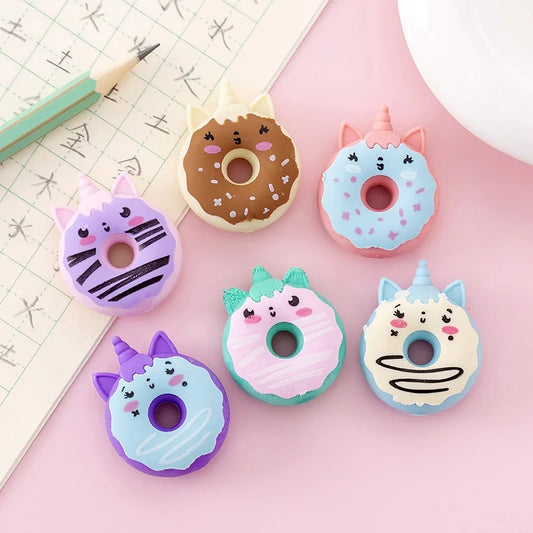 CUTE UNICORN DONUT ERASERS 3pcs